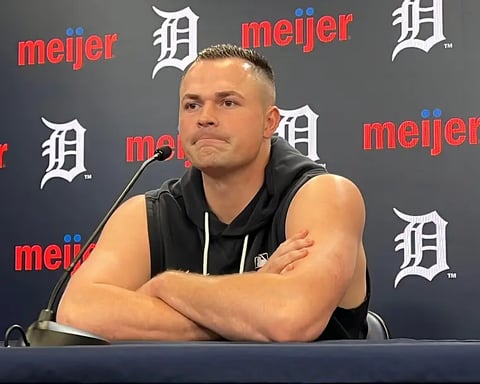 Tarik Skubal pitching for Detroit Tigers during MLB game amid trade rumors and injury recovery update