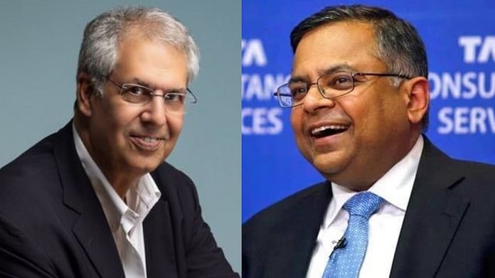 Noel Tata of Tata Trusts and N Chandrasekaran of Tata Sons ahead of the May 26 board meeting
