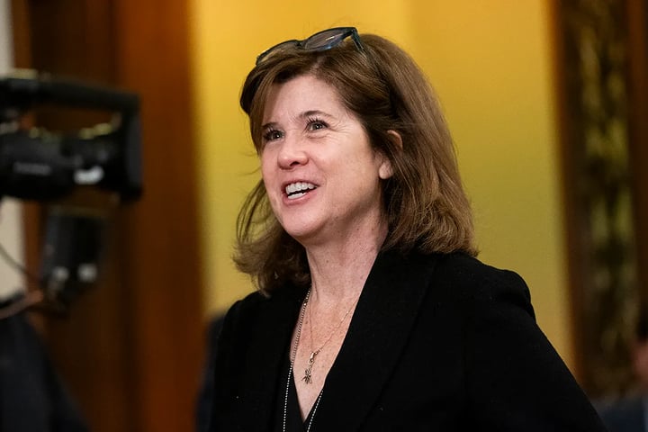 Senate Parliamentarian Elizabeth MacDonough at the Senate dais after ruling against Trump ballroom security funding