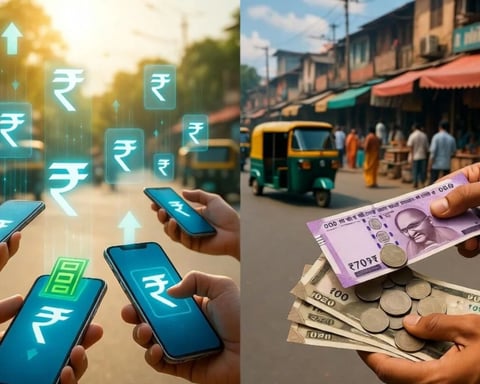 UPI digital payment transaction and Indian rupee cash circulation growth in India