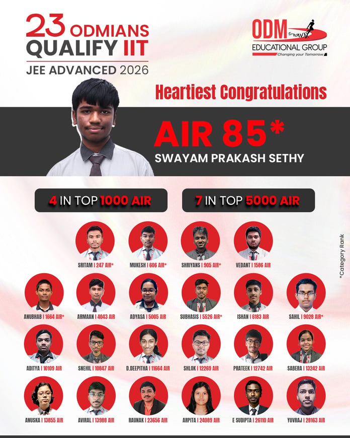 ODM Celebrates 23 IIT Qualifiers in JEE Advanced 2026; Four Rank Among Top 1000