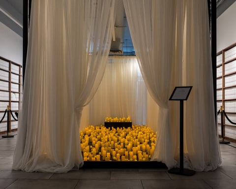 Bound volumes of the Epstein files at the Trump-Epstein Memorial Reading Room in Tribeca New York
