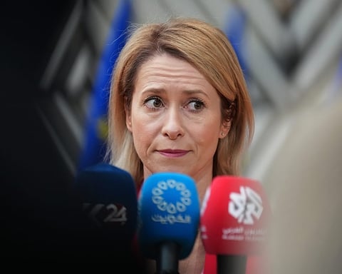 EU High Representative Kaja Kallas at Brussels foreign affairs council meeting on Russia dialogue