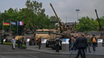 Protesters outside Eurosatory Defence and Security Exhibition Villepinte Paris France 2024