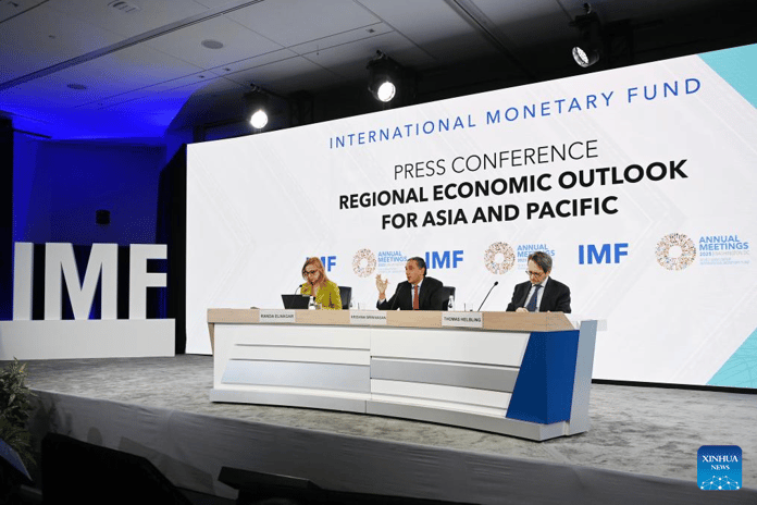 IMF Asia and Pacific Department director Krishna Srinivasan speaks on regional trade integration and economic outlook at press conference Washington DC
