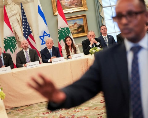 Israeli Ambassador Yechiel Leiter and Lebanese Ambassador Nada Hamadeh at State Department ceasefire talks in Washington DC on June 3 2026