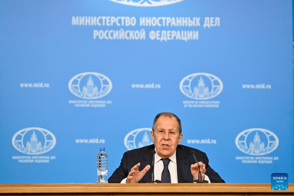 Russian Foreign Minister Sergey Lavrov at his annual press conference in Moscow January 2026