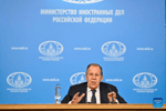 Russian Foreign Minister Sergey Lavrov at his annual press conference in Moscow January 2026