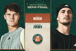 Jakub Mensik and Alexander Zverev face off in the French Open 2026 men's semifinal at Roland Garros