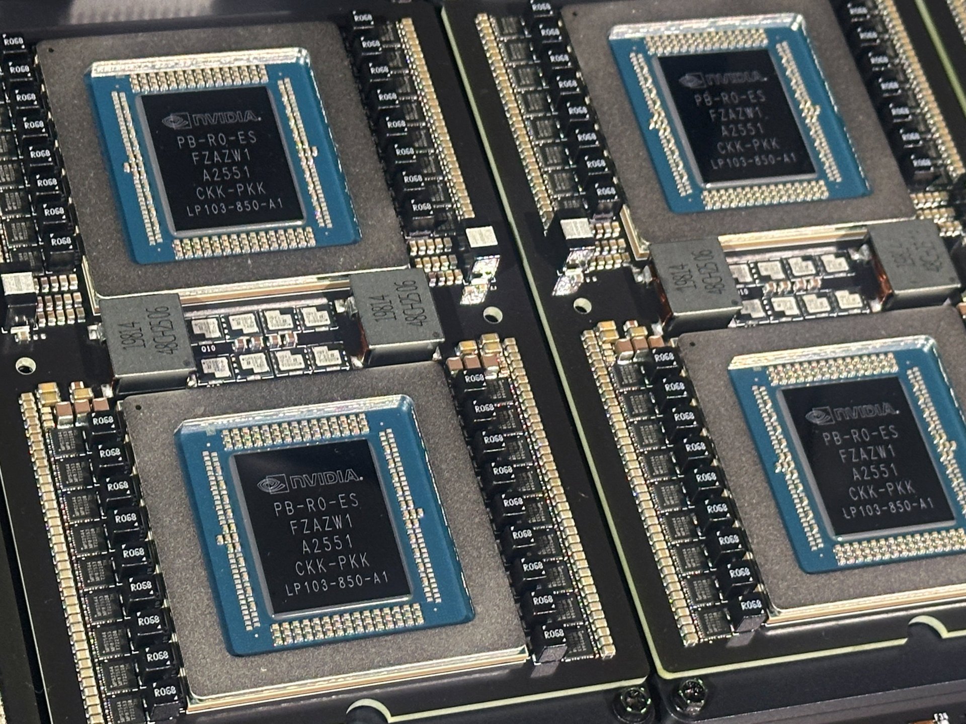 Nvidia chips displayed at GTC conference March 2026 as semiconductor stocks fall on Fed rate hike fears