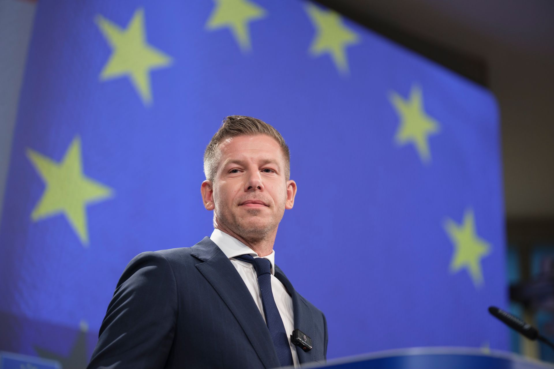 Hungarian Prime Minister Péter Magyar speaks at a joint press conference with German Chancellor Friedrich Merz in Berlin, June 2026