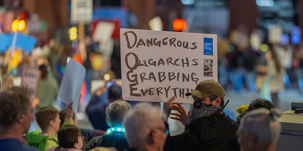 Protesters rally against DOGE Social Security data misuse and immigration enforcement scheme