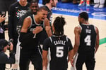 Victor Wembanyama celebrates with San Antonio Spurs teammates after defeating the Oklahoma City Thunder to reach the 2026 NBA Finals