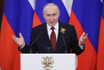 Ukrainian President Volodymyr Zelensky during a public address regarding his open letter to Russian President Vladimir Putin