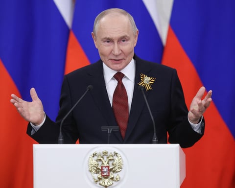 Ukrainian President Volodymyr Zelensky during a public address regarding his open letter to Russian President Vladimir Putin